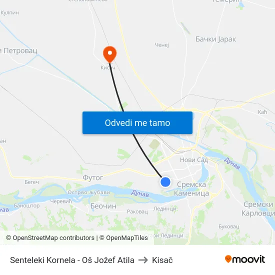 Senteleki Kornela - Oš Jožef Atila to Kisač map