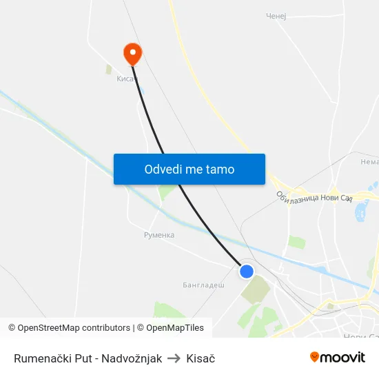 Rumenački Put - Nadvožnjak to Kisač map