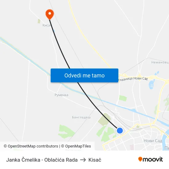 Janka Čmelika - Oblačića Rada to Kisač map