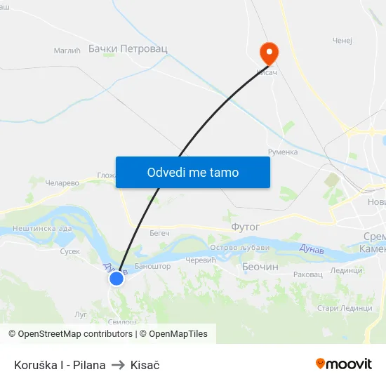 Koruška I - Pilana to Kisač map