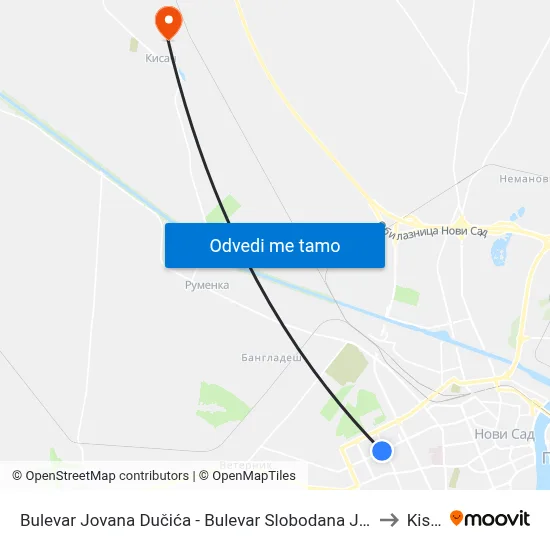 Bulevar Jovana Dučića - Bulevar Slobodana Jovanovića to Kisač map