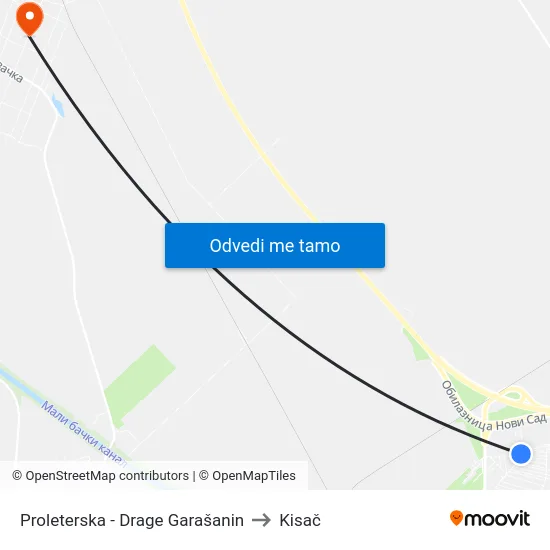 Proleterska - Drage Garašanin to Kisač map