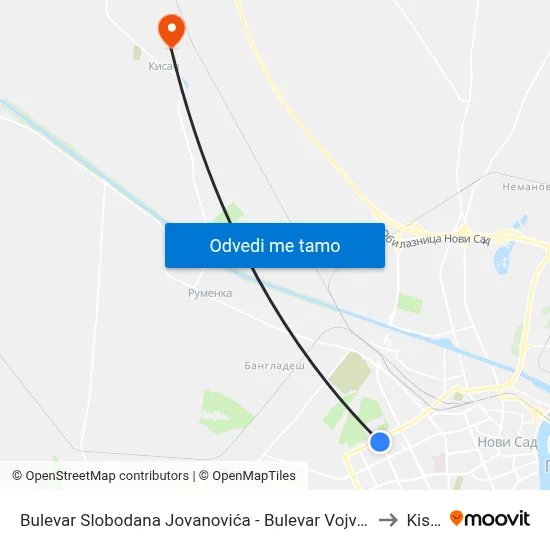 Bulevar Slobodana Jovanovića - Bulevar Vojvode Stepe to Kisač map