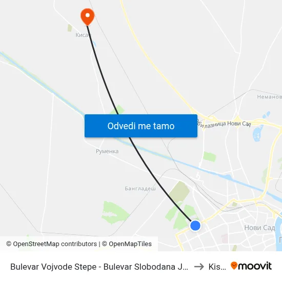 Bulevar Vojvode Stepe - Bulevar Slobodana Jovanovića to Kisač map