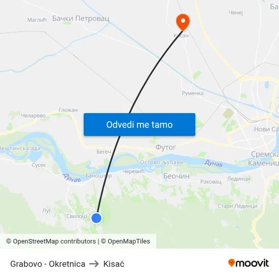 Grabovo - Okretnica to Kisač map