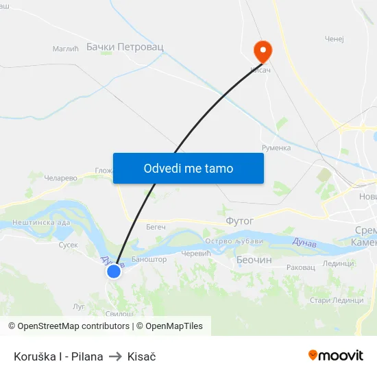 Koruška I - Pilana to Kisač map