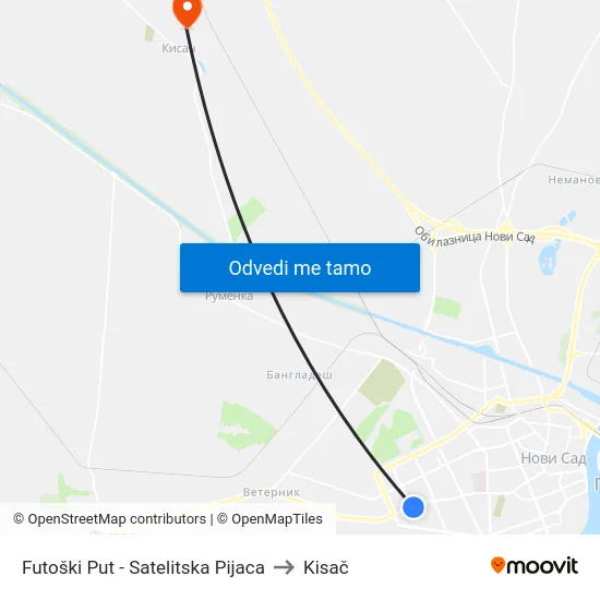 Futoški Put - Satelitska Pijaca to Kisač map