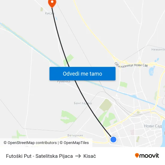 Futoški Put - Satelitska Pijaca to Kisač map