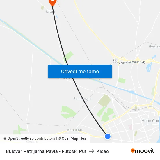 Bulevar Patrijarha Pavla - Futoški Put to Kisač map