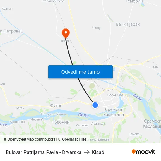 Bulevar Patrijarha Pavla - Drvarska to Kisač map