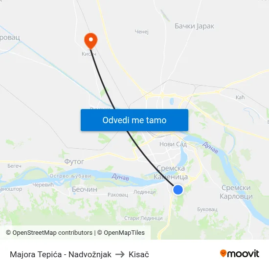 Majora Tepića - Nadvožnjak to Kisač map