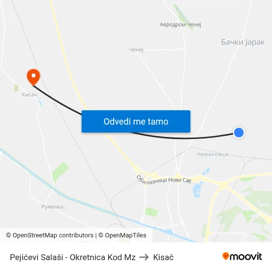 Pejićevi Salaši - Okretnica Kod Mz to Kisač map