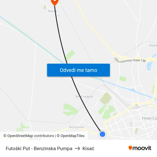 Futoški Put - Benzinska Pumpa to Kisač map