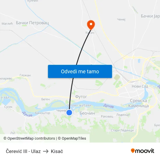 Čerević III - Ulaz to Kisač map