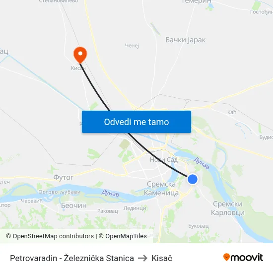 Petrovaradin - Železnička Stanica to Kisač map