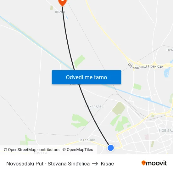 Novosadski Put - Stevana Sinđelića to Kisač map