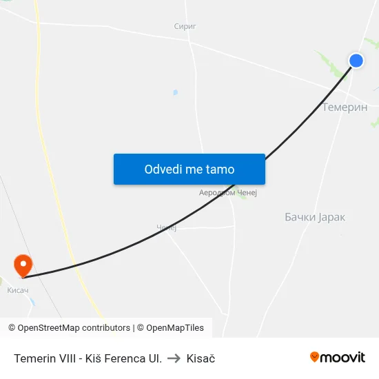 Temerin VIII - Kiš Ferenca Ul. to Kisač map