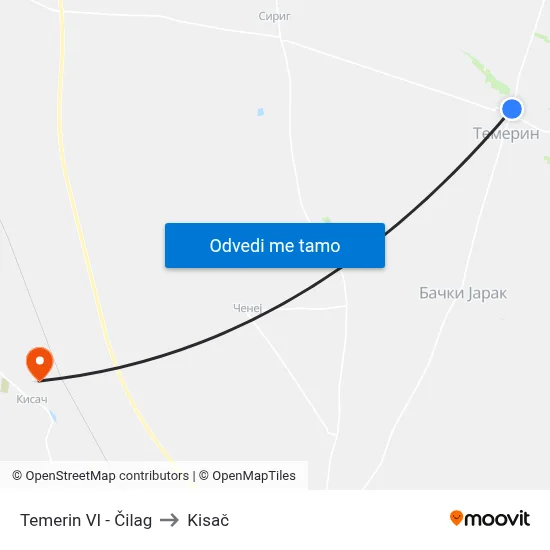 Temerin VI - Čilag to Kisač map