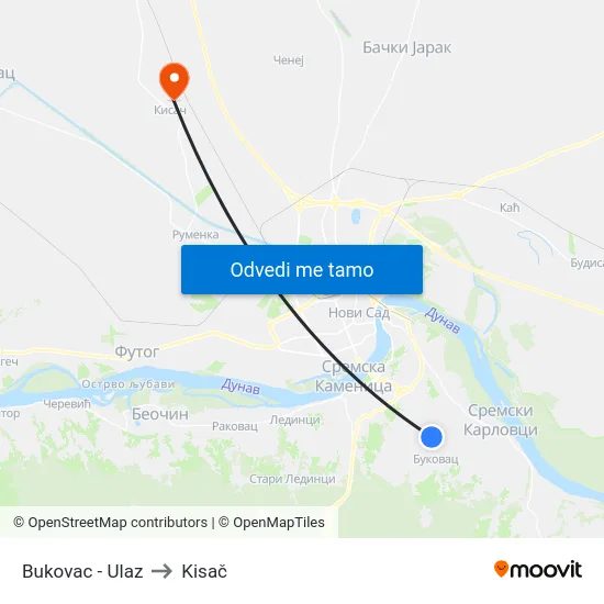 Bukovac - Ulaz to Kisač map