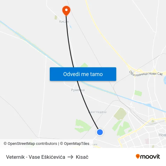 Veternik - Vase Eškićevića to Kisač map