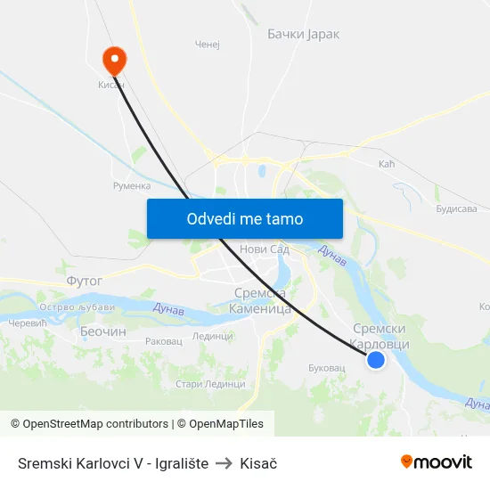 Sremski Karlovci V - Igralište to Kisač map