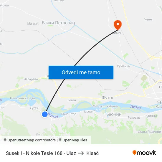 Susek I - Nikole Tesle 168 - Ulaz to Kisač map