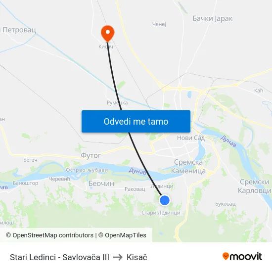 Stari Ledinci - Savlovača III to Kisač map