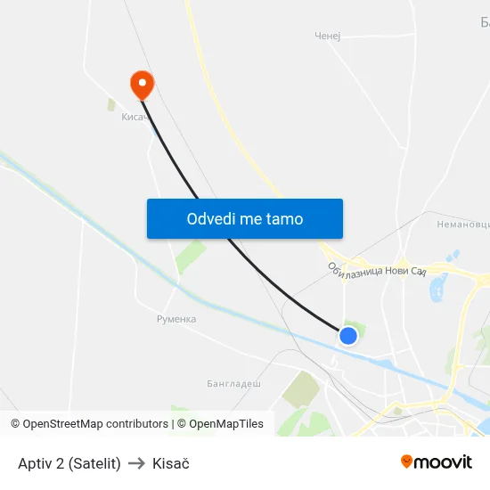 Aptiv 2 (Satelit) to Kisač map