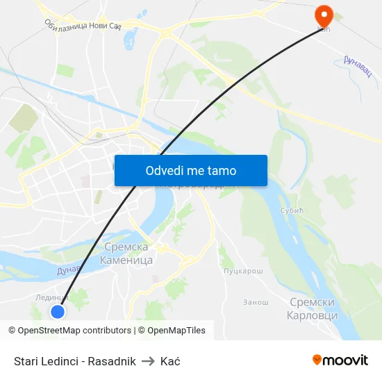 Stari Ledinci - Rasadnik to Kać map