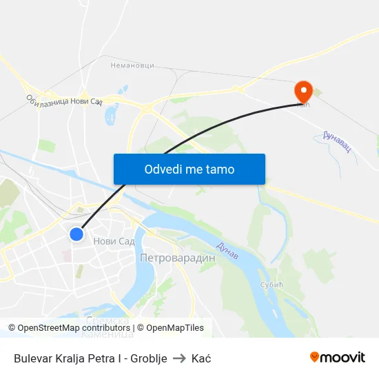 Bulevar Kralja Petra I - Groblje to Kać map