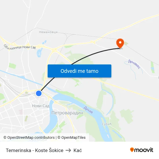 Temerinska - Koste Šokice to Kać map