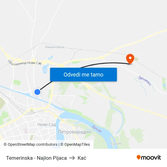 Temerinska - Najlon Pijaca to Kać map