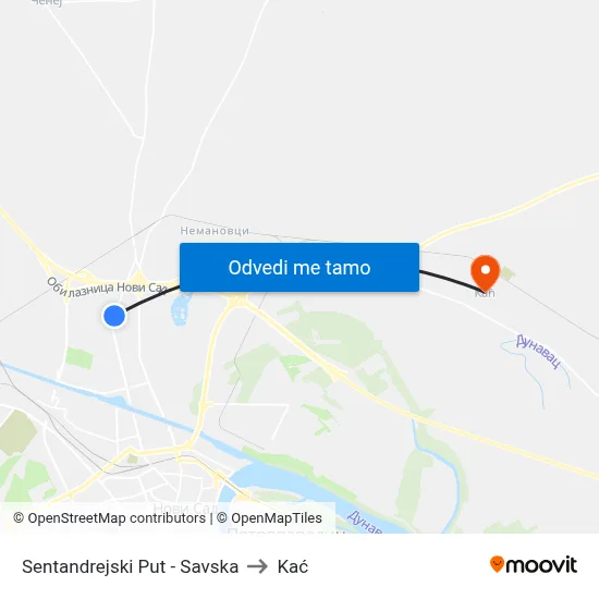 Sentandrejski Put - Savska to Kać map