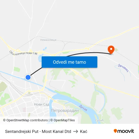 Sentandrejski Put - Most Kanal Dtd to Kać map