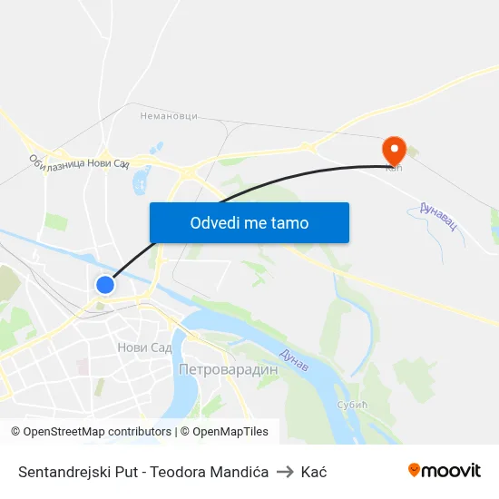 Sentandrejski Put - Teodora Mandića to Kać map