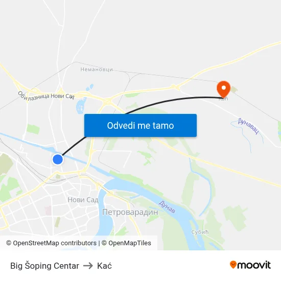 Big Šoping Centar to Kać map