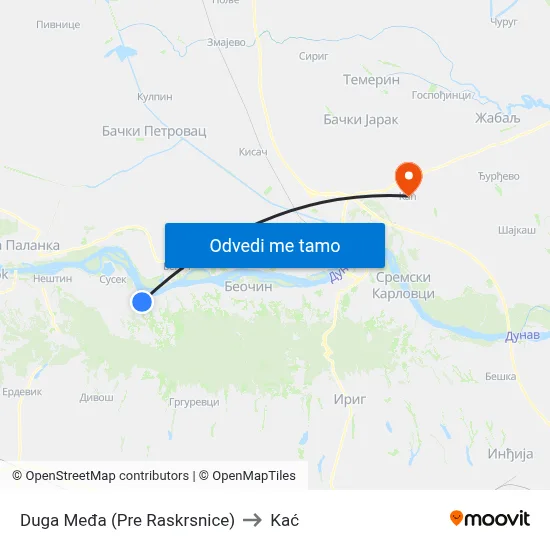 Duga Međa (Pre Raskrsnice) to Kać map