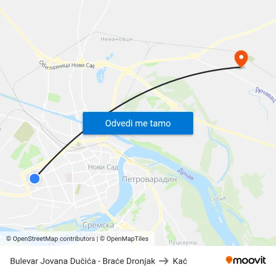 Bulevar Jovana Dučića - Braće Dronjak to Kać map