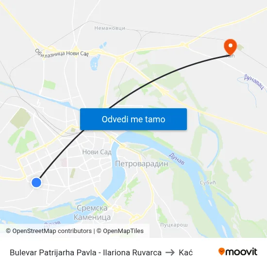 Bulevar Patrijarha Pavla - Ilariona Ruvarca to Kać map