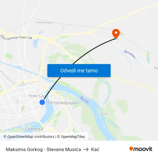 Maksima Gorkog - Stevana Musića to Kać map