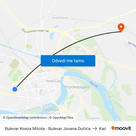 Bulevar Kneza Miloša - Bulevar Jovana Dučića to Kać map