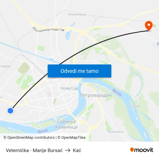 Veternička - Marije Bursać to Kać map