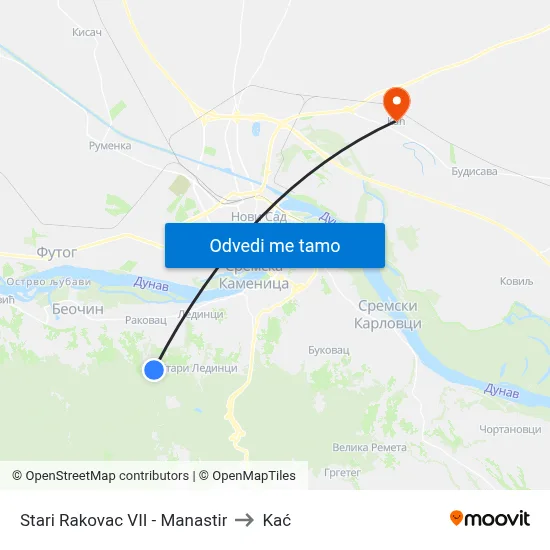 Stari Rakovac VII - Manastir to Kać map