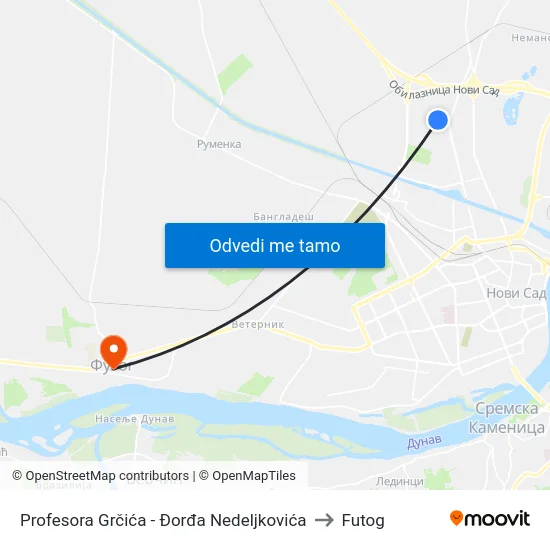 Profesora Grčića - Đorđa Nedeljkovića to Futog map