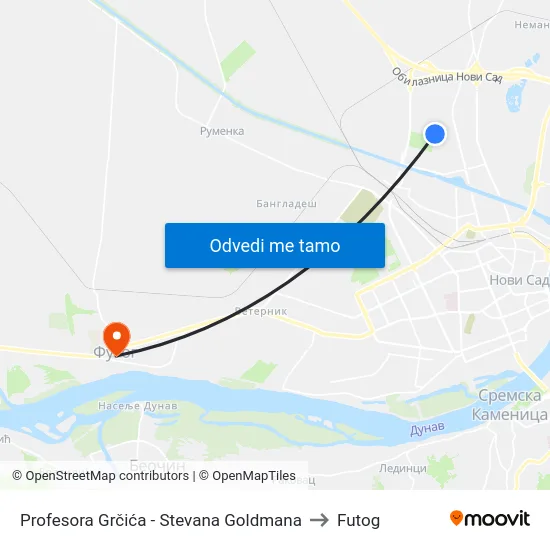 Profesora Grčića - Stevana Goldmana to Futog map