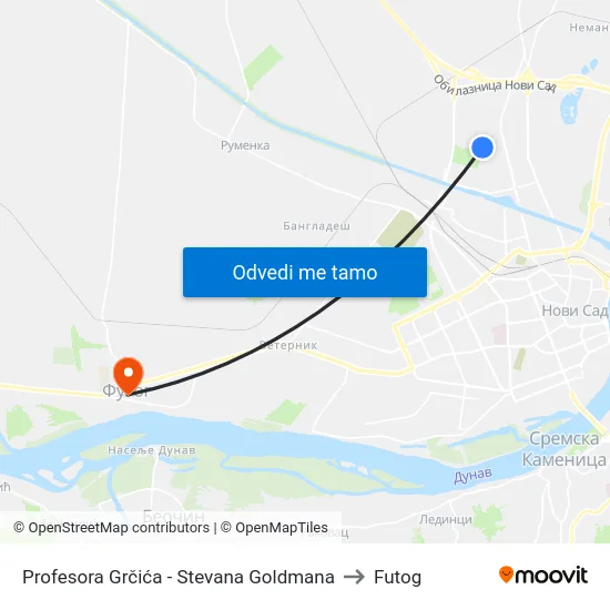 Profesora Grčića - Stevana Goldmana to Futog map