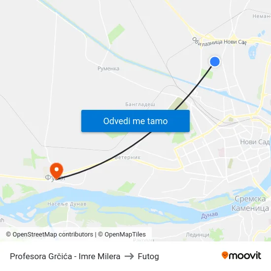 Profesora Grčića - Imre Milera to Futog map