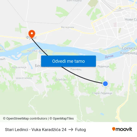 Stari Ledinci - Vuka Karadžića 24 to Futog map