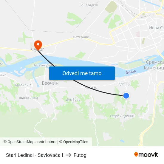 Stari Ledinci - Savlovača I to Futog map