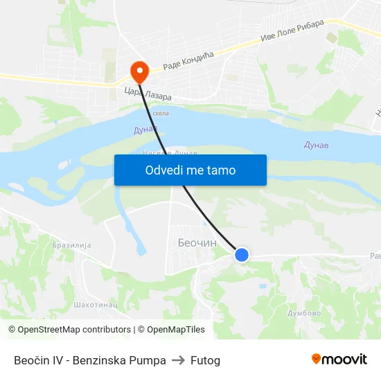 Beočin IV - Benzinska Pumpa to Futog map